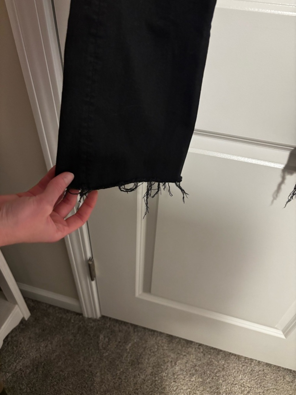MOTHER Black High-Waist Frayed Hem Jeans - Picture 2 of 7